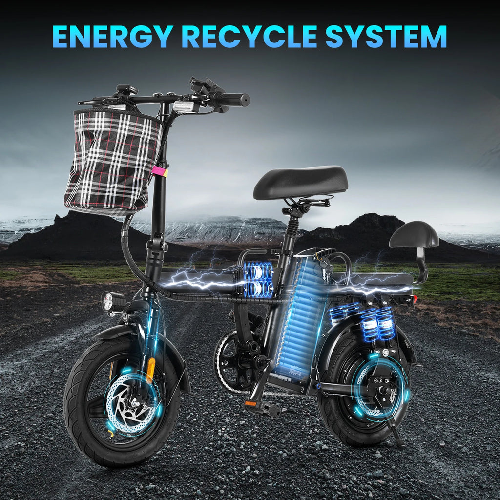 Fast Speed Folding Electric Bike Long range Foldable Electric Bicycle Powerful Motor  Fast Speed 14-inch E Bike