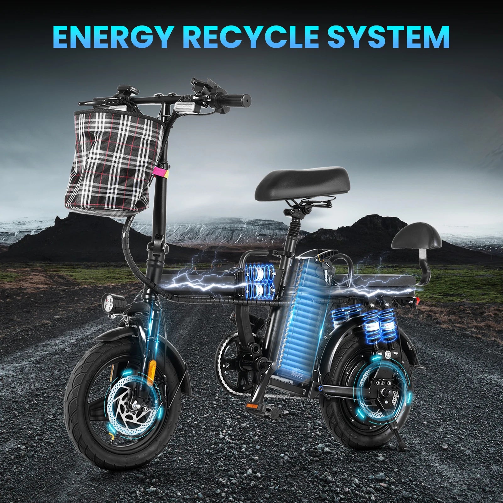 Fast Speed Folding Electric Bike Long range Foldable Electric Bicycle Powerful Motor  Fast Speed 14-inch E Bike