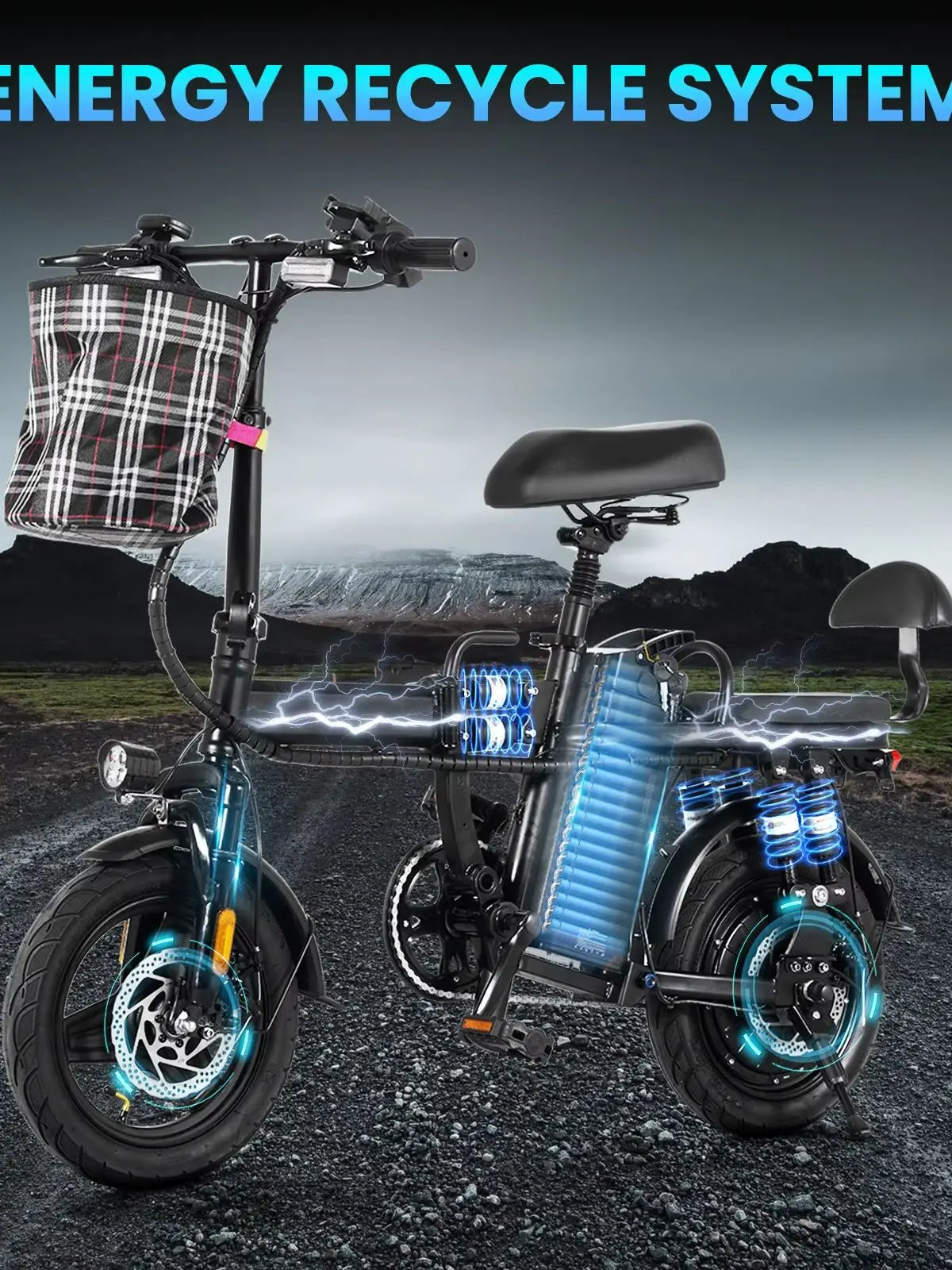 Fast Speed Folding Electric Bike Long range Foldable Electric Bicycle Powerful Motor  Fast Speed 14-inch E Bike
