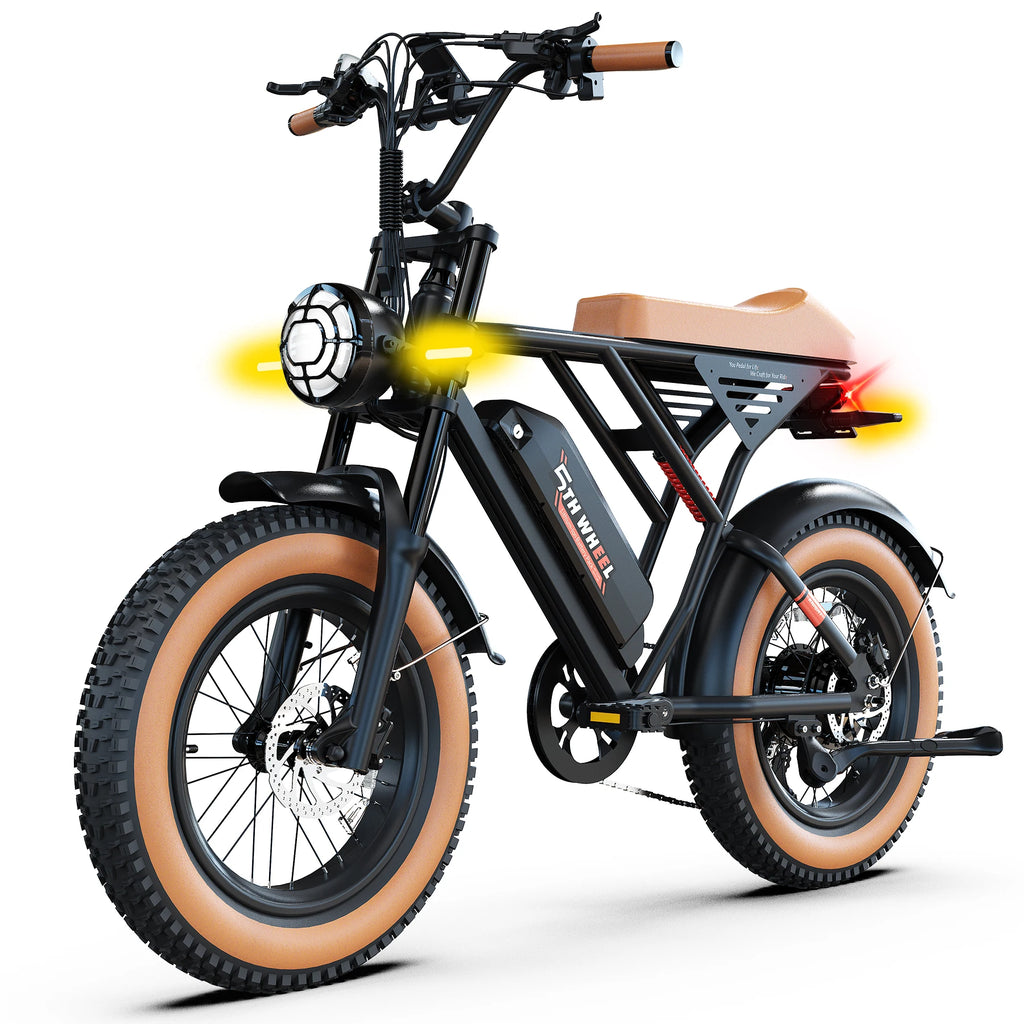 5TH WHEEL Knight Electric Bike for Adults, 1500W Peak Motor, Up to 28MPH, 55-Mile Range, 20” Fat Tire E-Bike, Full Suspension, D