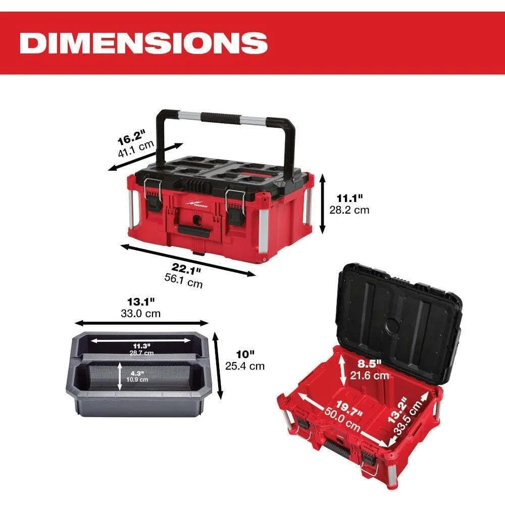 48-22-8425 100-Pound Capacity Polymer Packout Large Tool Box Length 22.1 in. Width 16.1 in. Height 11.3 in.