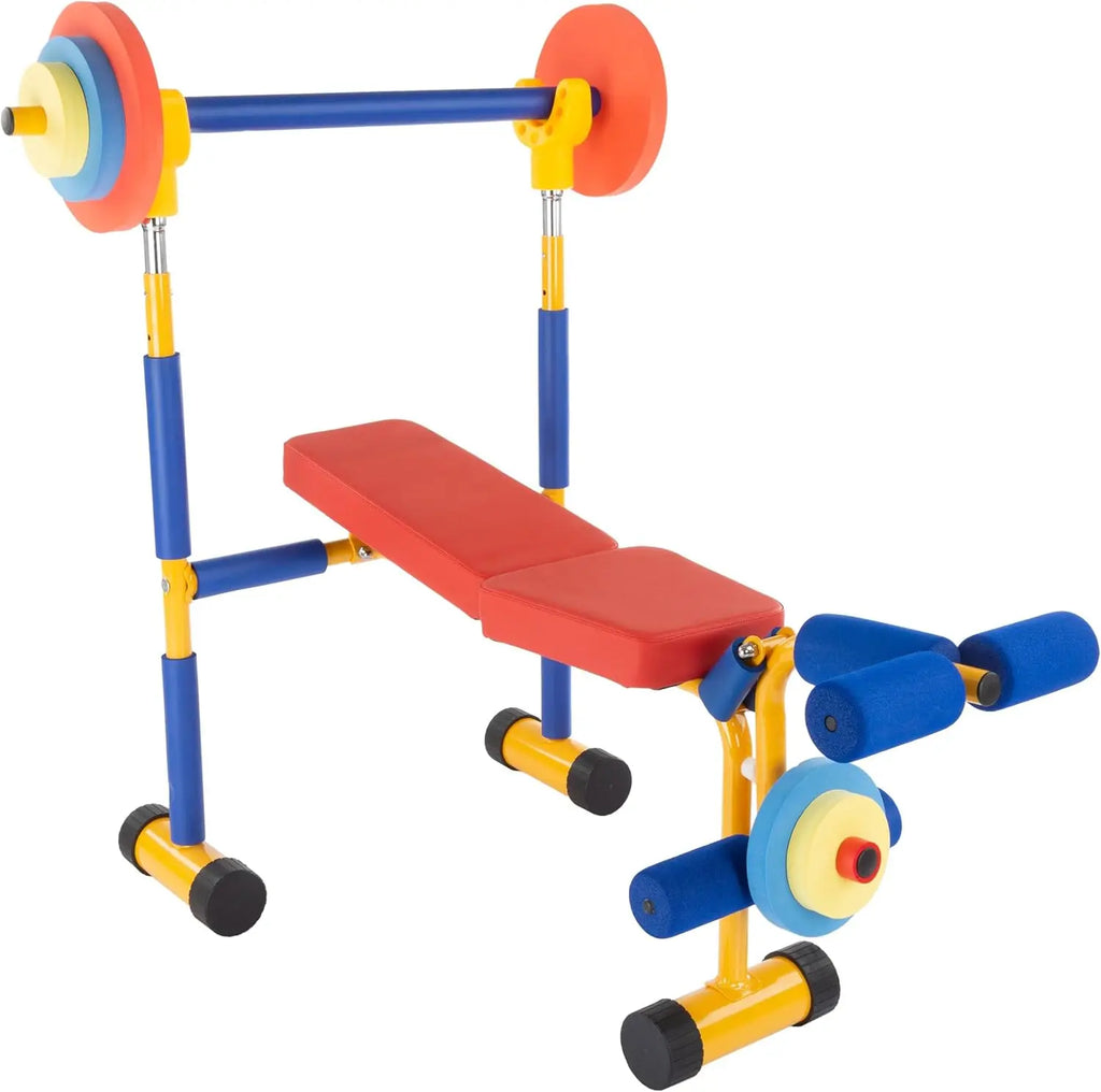 Children's Fitness Set: Adjustable Weight Bench, Barbell, and Foam Weights for Safe Play