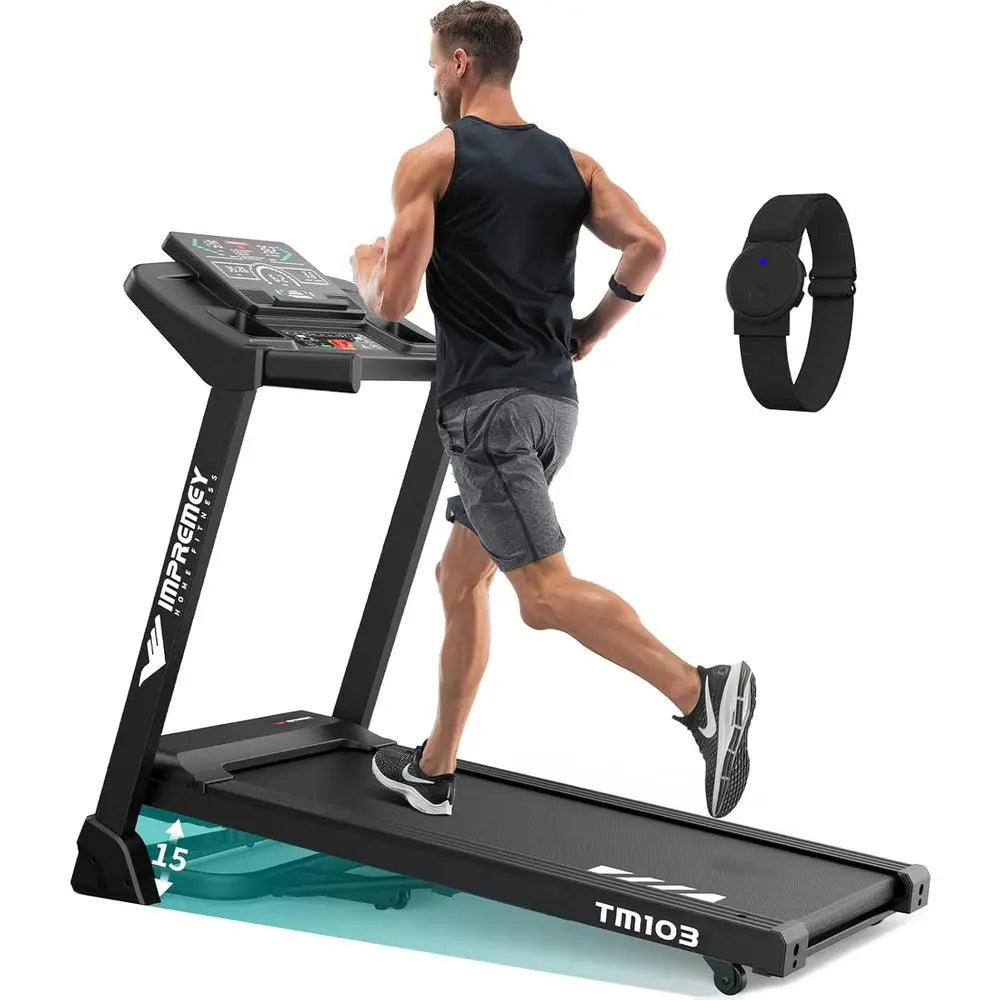 Advanced Treadmill with 15 Incline Levels, Smart Heart Rate Monitor, LED Display, Up to 10 MPH, Supports 350 lbs