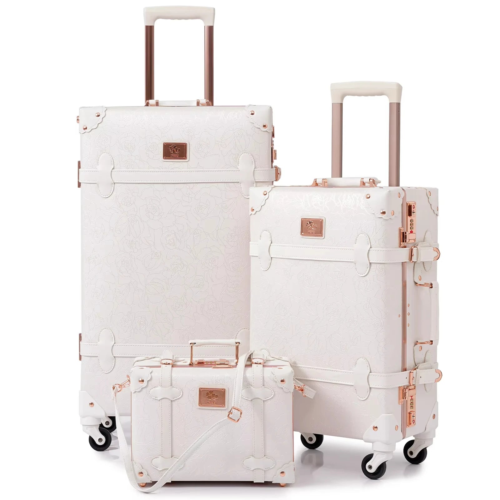 Urecity Vintage Luggage Set Lightweight Trolley Travel Suitcase On Wheels Retro Rolling Luggage 26 "+20" +12 "