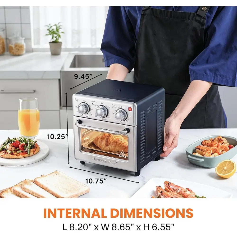 8.5Qt Air Fryer Oven, Air Fry, Broil, Toast, Bake & Broil with Convection, Time and Temperature Controls, 800-Watts, Includes 25