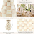 Elegant Steel Checkered Flower Vase, Brown and White Mocha Pattern, 6x6x12 Inches