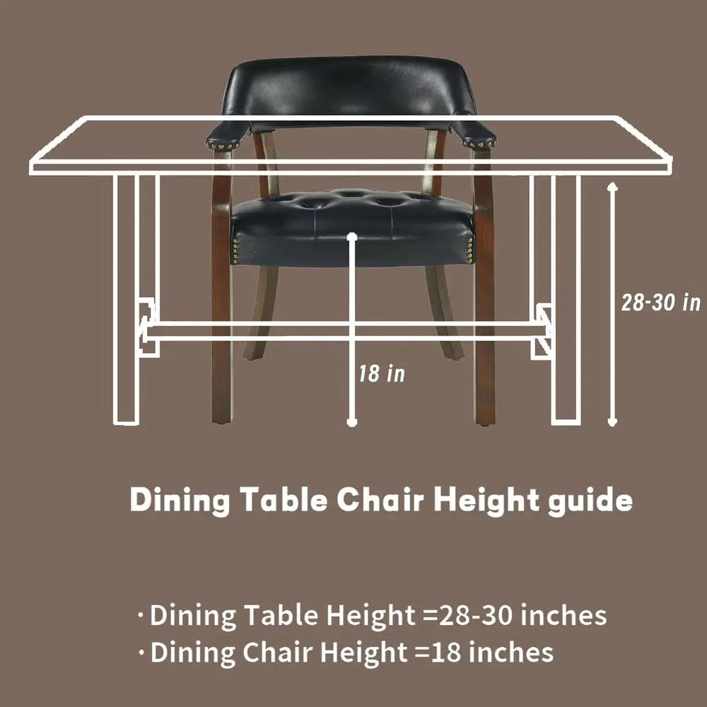 Upholstered Dining Chairs Set of 2 with Arms, Vintage Accent Stools, Brown Legs & Navy Blue, NX173-318LB