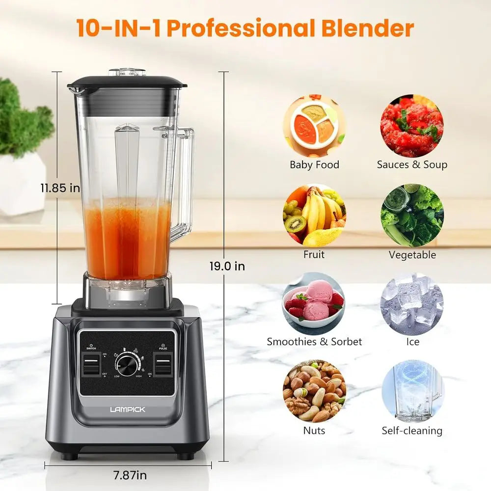 2000W Professional Grade High-Speed Countertop Blender with 68oz Pitcher & 27oz To-Go Cup, BPA-Free, Dishwasher Safe