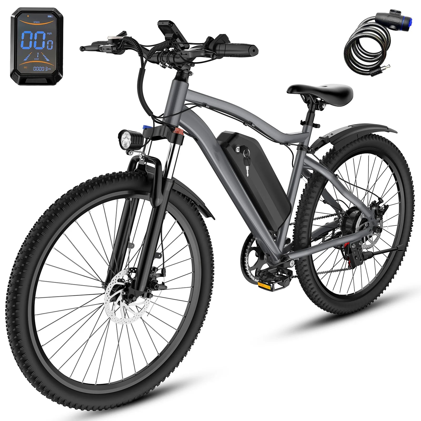 750W Adult Electric Bike, 48V10.4AH Electric Mountain Bike, 7-speed Variable Speed E Bike, 28MPH All-terrain Electric Bike