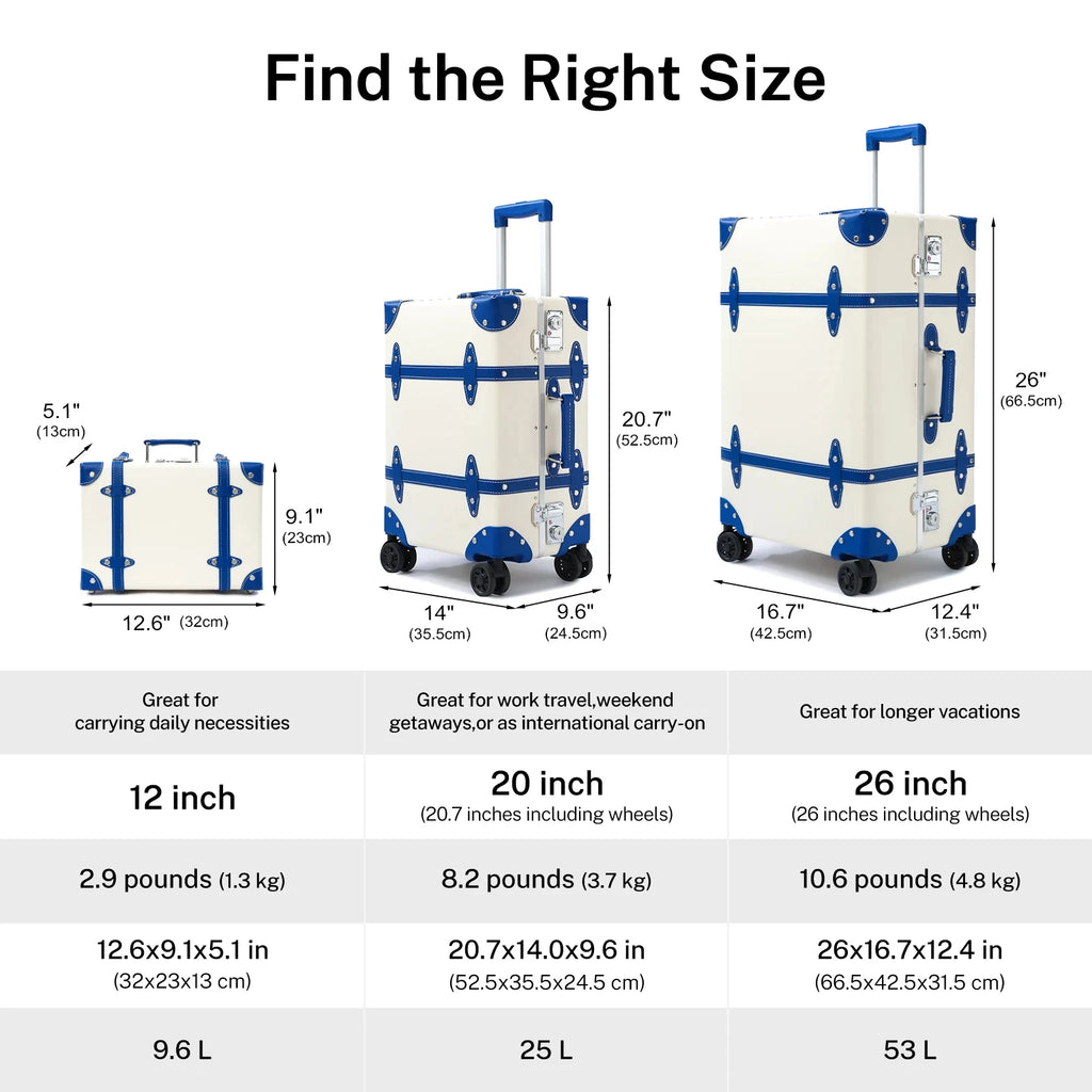 Urecity Travel Suitcases 3Pcs Large Capacity Vintage Luggage With TSA Lock Hot Rolling Suitcase On Wheels 12"20"26" Luggage