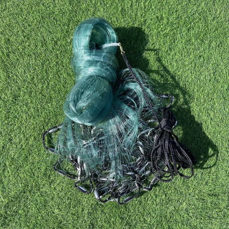 3pcs 12ft Dark Green Nylon Cast Fishing Net Hand-Crafted Artifact with Double Knots