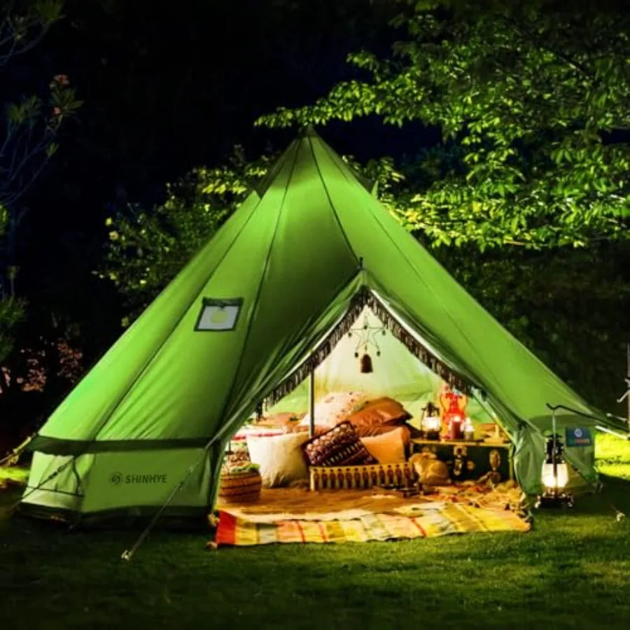 Canvas Bell Yurt Tent with Stove Jack Waterproof Luxury 4 Season Tents for Family Outdoor Camping 100% Cotton Green Glamping Te