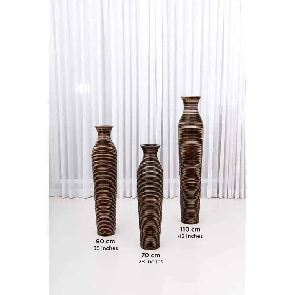 Large Wooden Floor Vase - 34 Inch Tall for Home Decor, Suitable for Fake Plants and Pampas Grass in Farmhouse Style