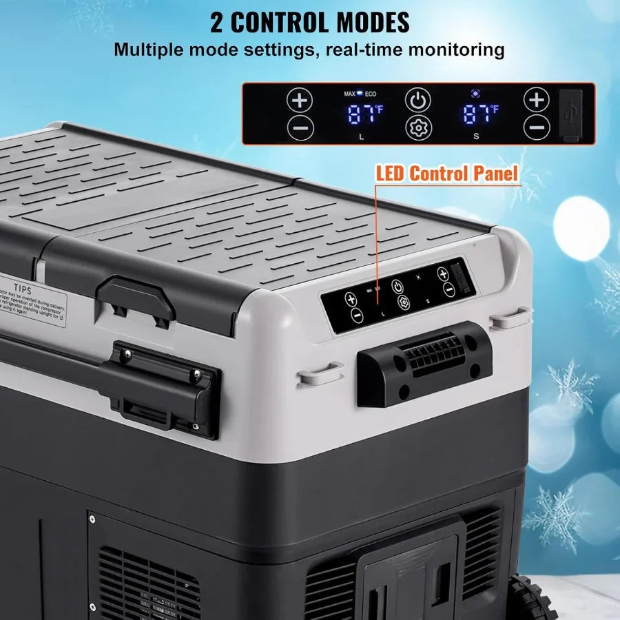 X40K Refrigerator 42.3 Qt Dual Storage Zones Car Fridge Electric Cooler with Telescopic Handle Portable Freezer for Vehicle Cam