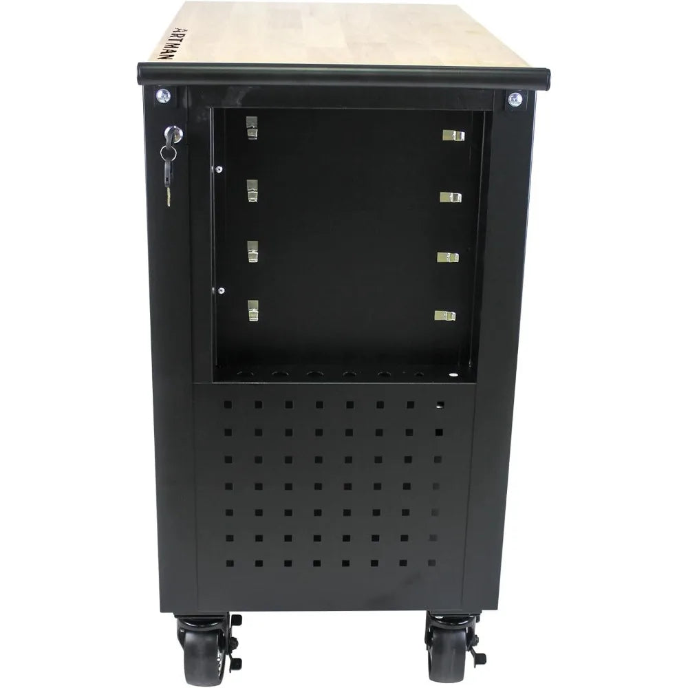 36" Tool Box with Wheels 4 Drawers Rolling Tool Cart, Wooden Top Workbench, 660lbs Total load Tool Cabinet with Locked Drawers S