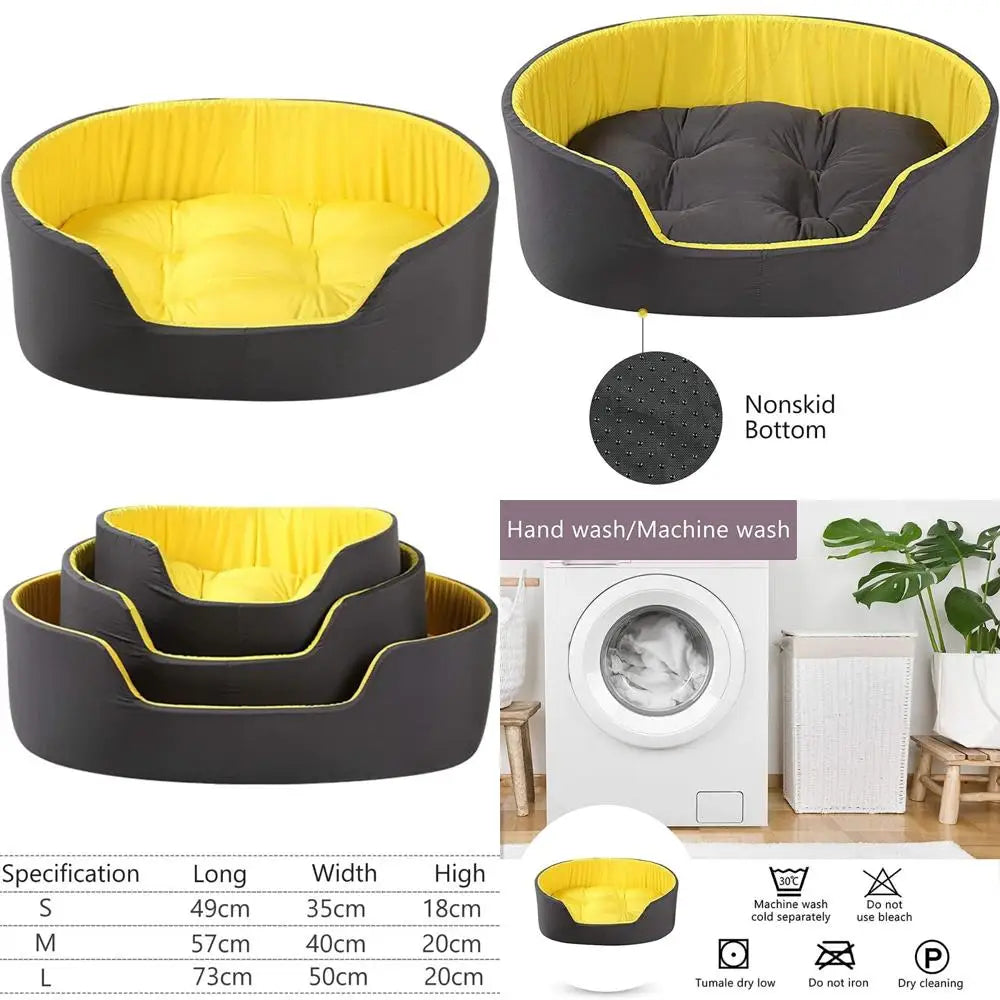 Washable Soft Warm Breathable Dog and Cat Bed - Thickened Non-Slip Pet Sleeping Sofa for Small to Large Dogs and Cats
