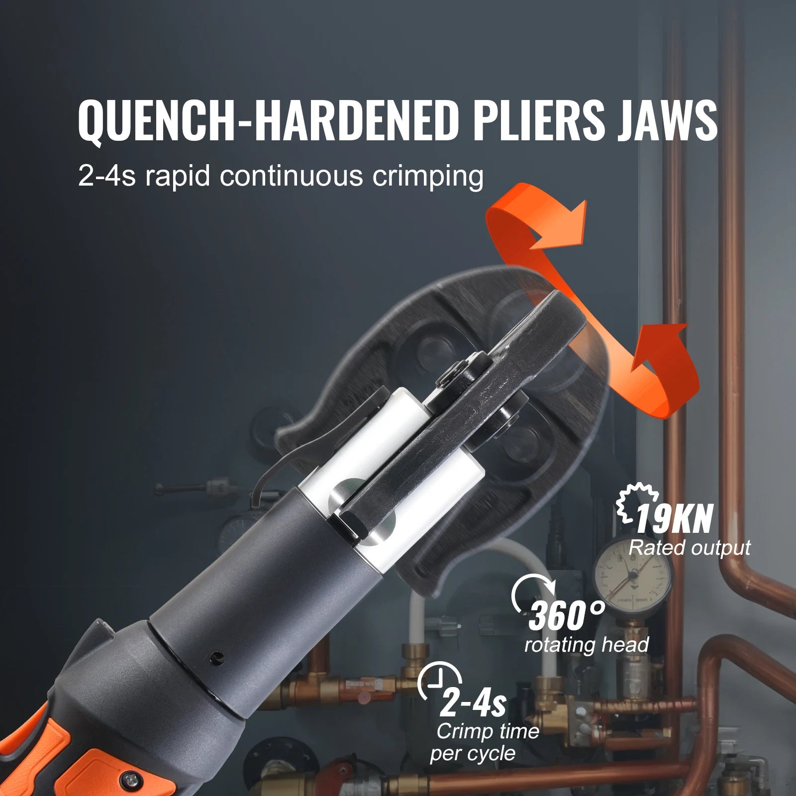 SucceBuy Pipe Crimping Tool 18V Electric Pro Press Tool for 1/2" 3/4" 1" Copper Pipes Press Tool Kit with 3 Jaws 2Pcs Batteries