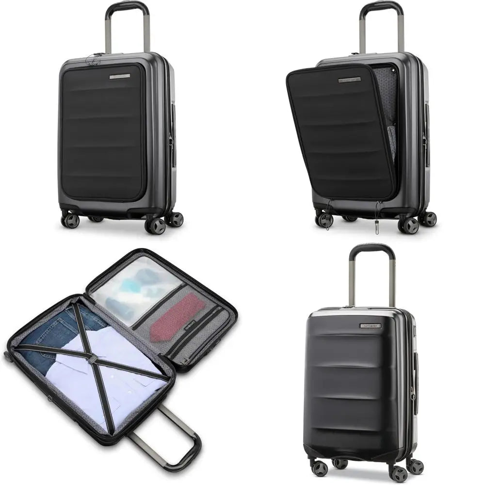 Front Pocket Expandable 21-Inch Hardside Luggage: Durable Impact Resistant with 360° Spinning Wheels for Travel