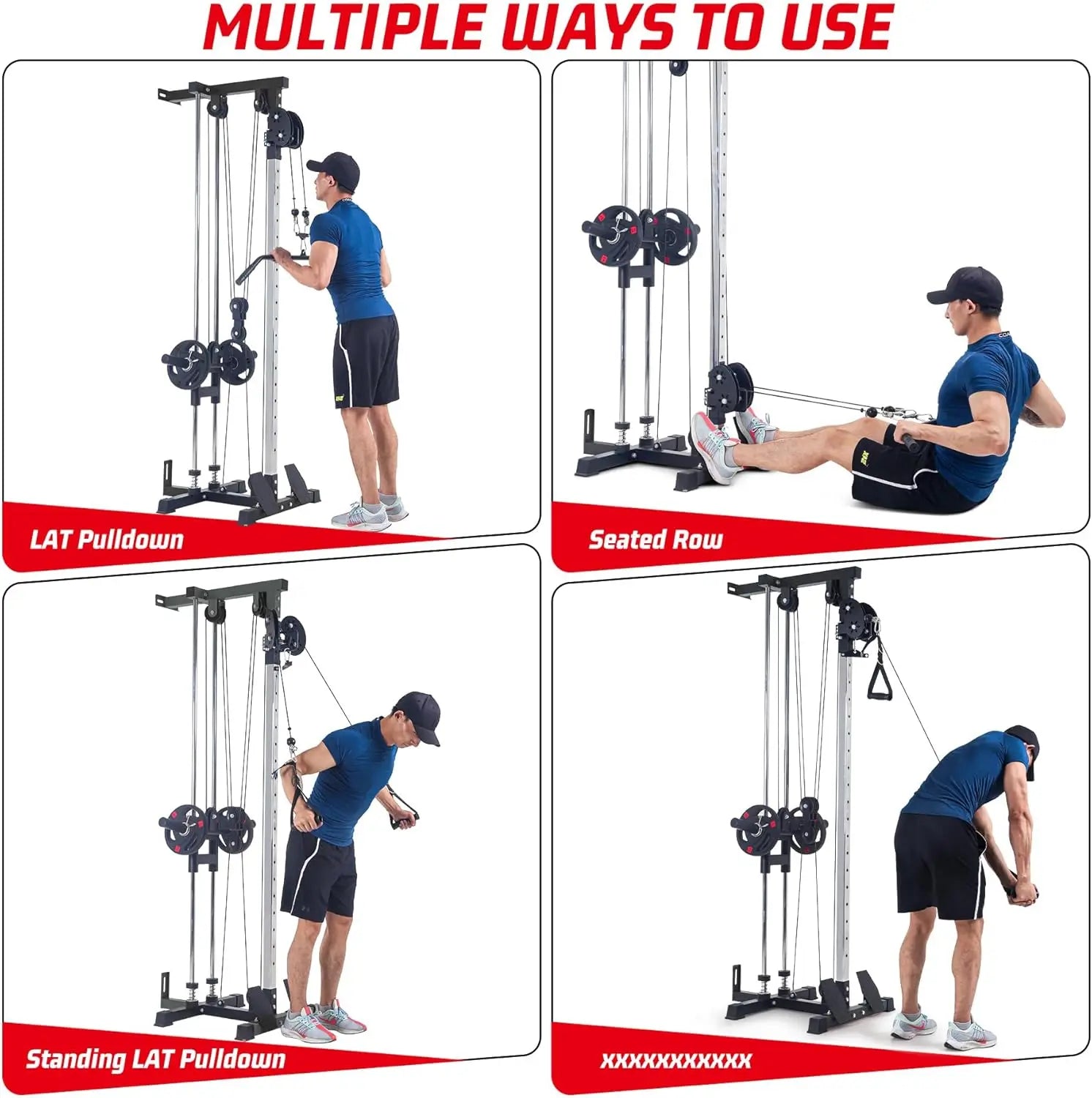 Wall Mount Cable Machine LAT Pulldown with 20-Position Adjustable Pulley System High & Low Pulley for Home Gym