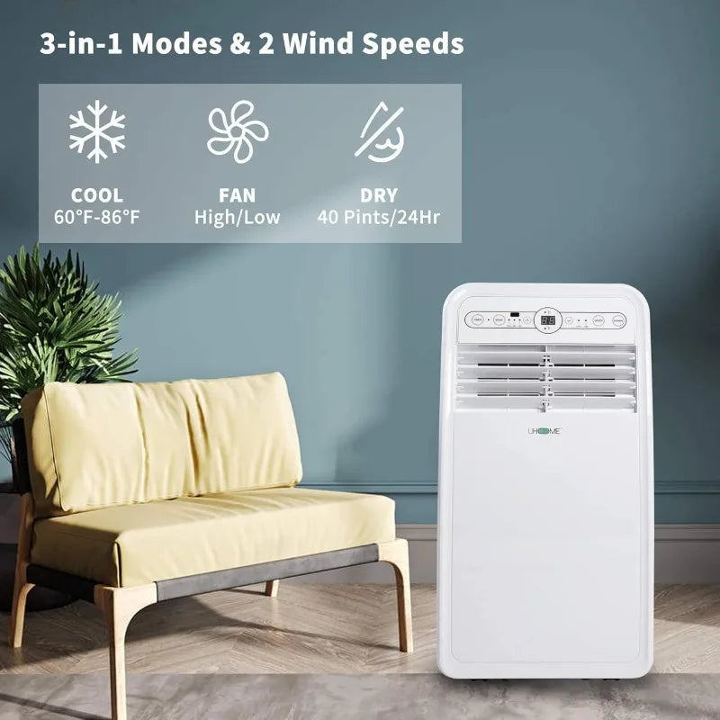 Uhome Portable Air Conditioner,8000 BTU Compact AC Unit with Cooling,Dehumidifier,Fan,Remote Control & Window Mount Kit Included