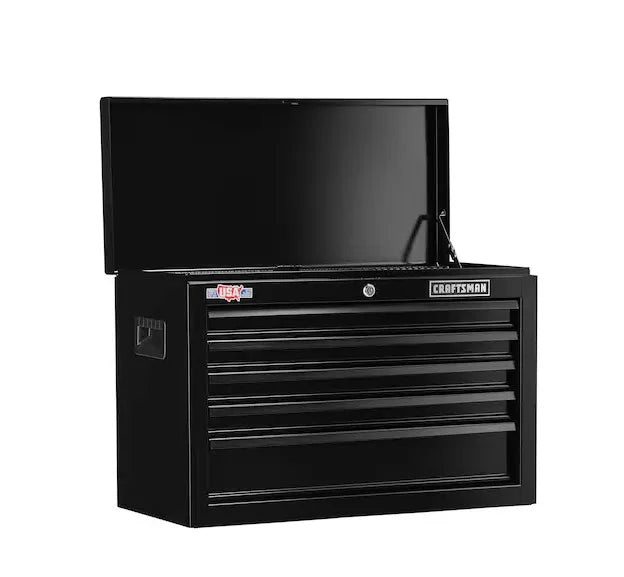 Tool Box5 Drawer Heavy Duty Steel Toolbox with Ball Bearing Slides Smooth Rolling Storage Cart Stackable Black Finish Durable