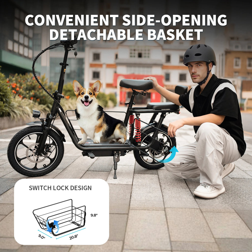 500W Peak Motor Adult Electric Scooter 25 Miles 20 MPH 14 Inch Escooter Dual Disc Brakes Dual Suspension with Big Storage Basket