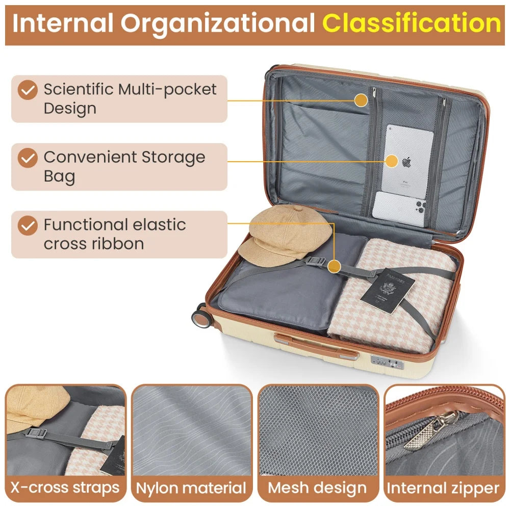 4pcs Luggage Sets Hardshell Durable Expandable Suitcase Spinner Wheels TSA Lock 14/20/24/28 Inch Zippers Travel Suitcase Luggage