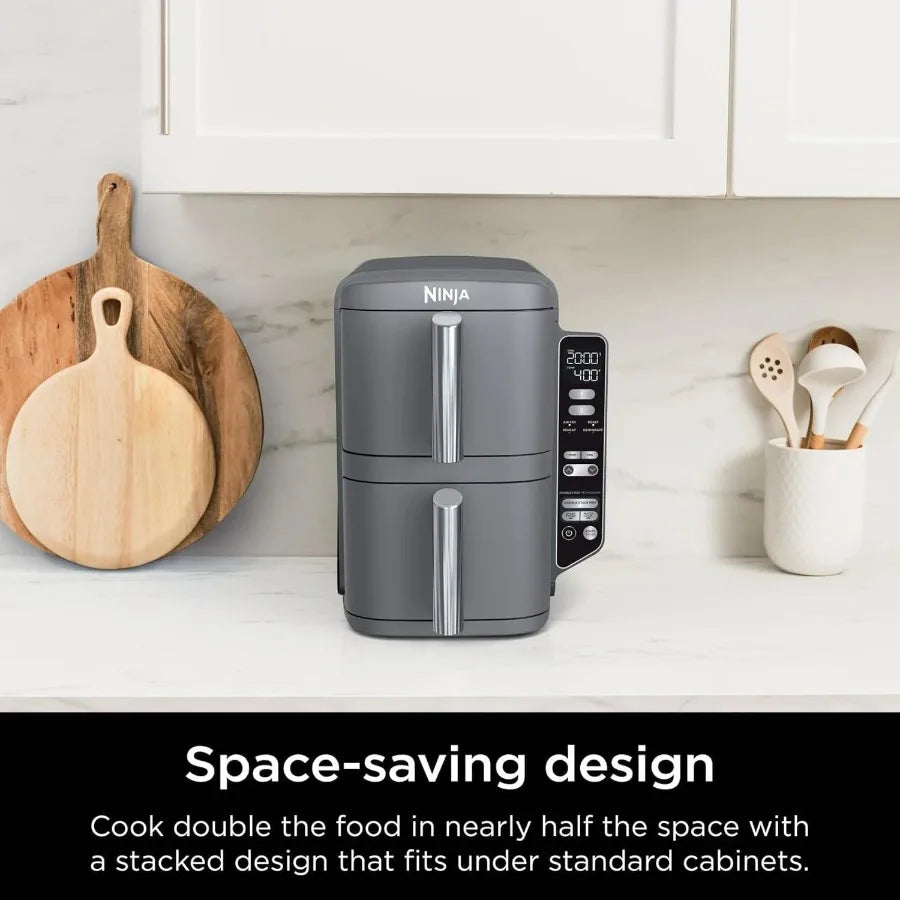 Ninja SL400 DoubleStack XL 2Basket Air Fryer Cooks 4 Foods at Once with Compact Design 10 QT Capacity 4in1 Functionality Includ