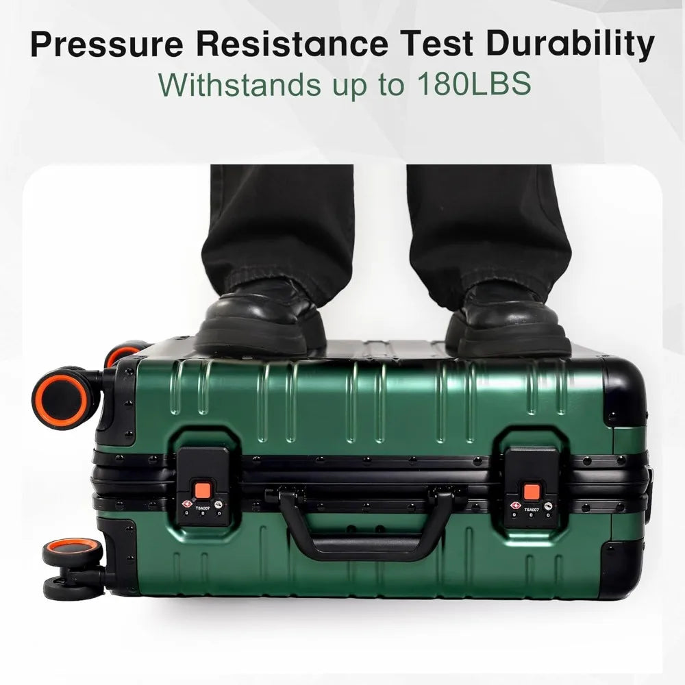 Aluminum Carry On Luggage 22x14x9 Airline Approved, Zipperless Luggage Premium Aluminum Suitcase Luggage, Hard Shell Carry On.