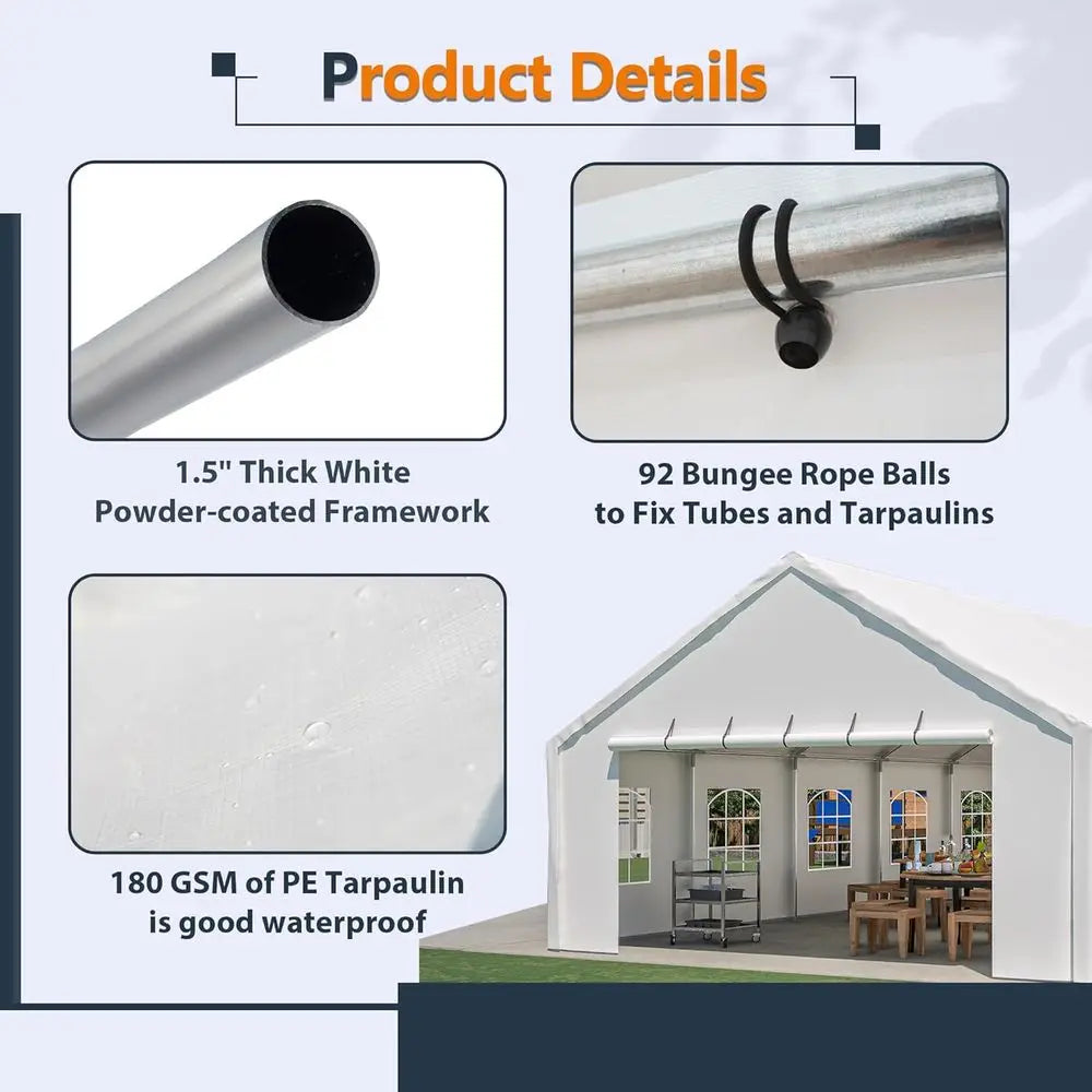 Durable 20x40ft Outdoor Wedding Tent with Removable Walls for Events and Storage Bag