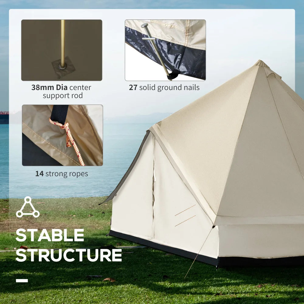 Luxury Mongolian Style 16ft Glamping Bell Tent Waterproof Breathable Canvas Family Yurt Shelter With Stargazing Window Capacity