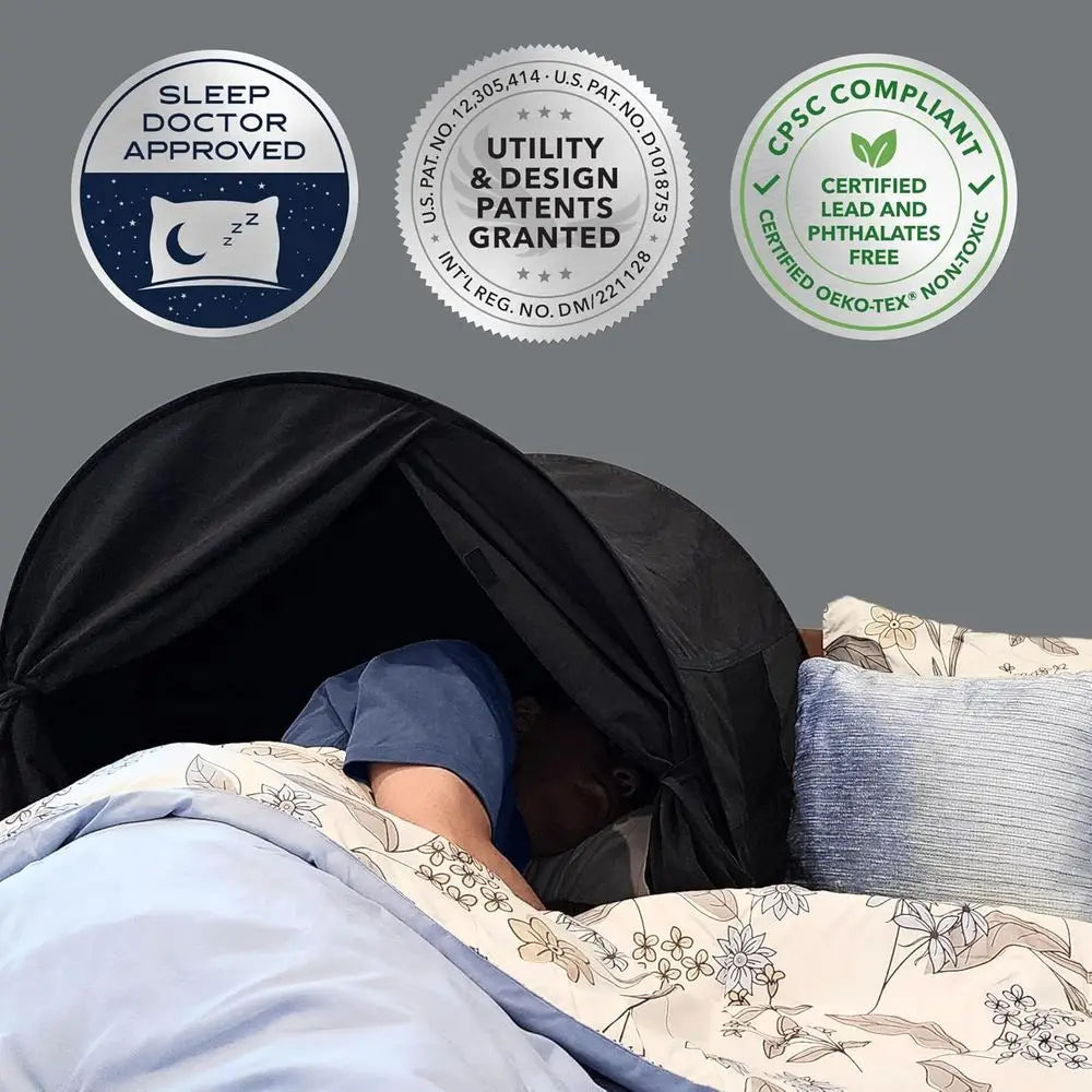 Certified Non-Toxic Blackout Luxury Sleep Tent: Enhance Sleep Quality for Night Shifts, Dorms, Travel, Naps, and Relaxation Anyt