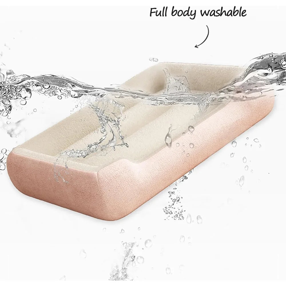 Medium Size Washable Dog Bed with Pillow for Puppy Curling Sleep, Comfortable Pet Couch Mat for Dogs