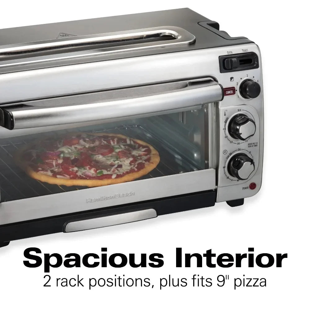 2-in-1 Oven & Toaster Combo, Space-Saving Design, Stainless Steel