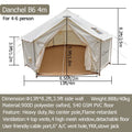 DANCHEL B6 4/5m Glamping Luxury Wall Tents with Stove Jack 900D Oxford No Center Pole 4 Season Houses Camping in Winter Hot Tent