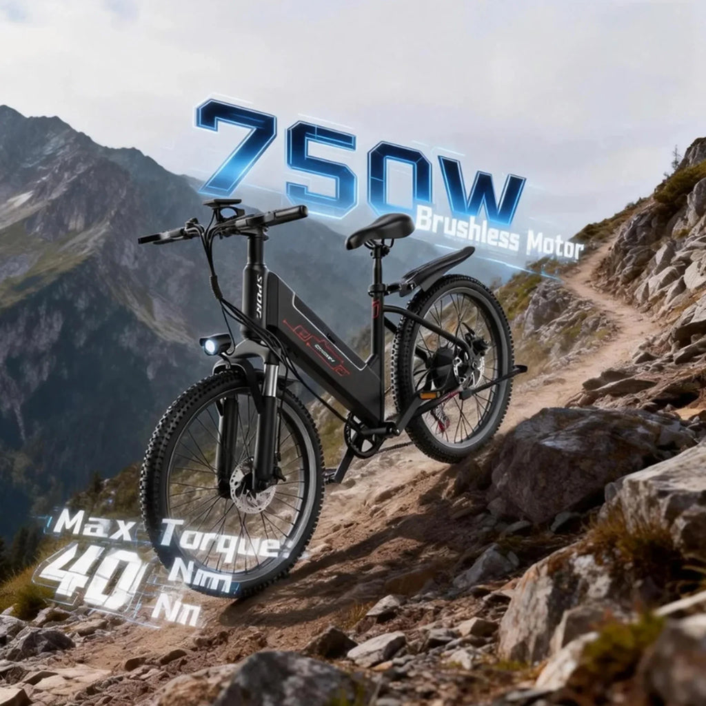 750W Adult Electric Bike, 48V10.4AH Electric Mountain Bike, 7-speed Variable Speed E Bike, 28MPH All-terrain Electric Bike