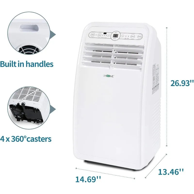 Uhome Portable Air Conditioner,8000 BTU Compact AC Unit with Cooling,Dehumidifier,Fan,Remote Control & Window Mount Kit Included