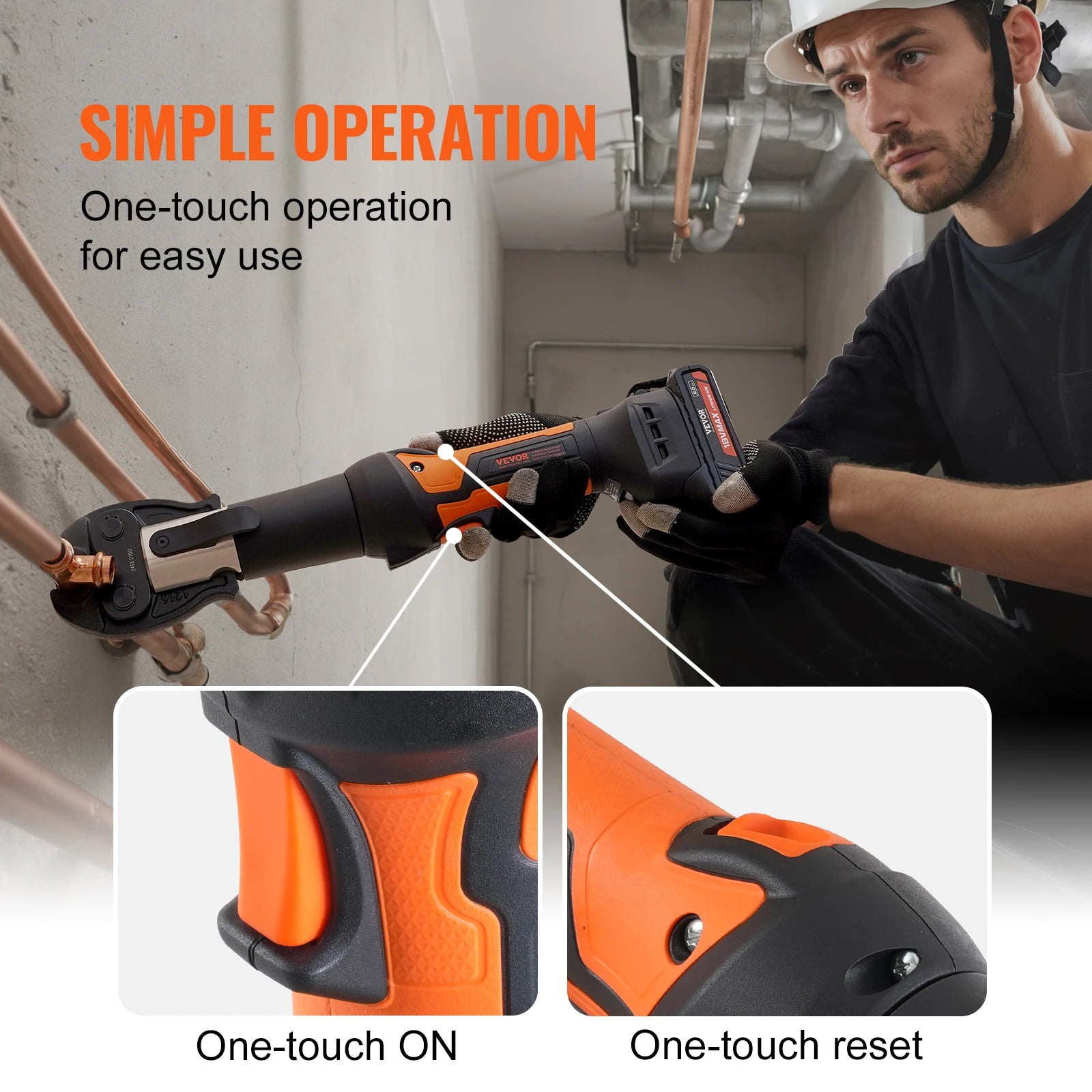 SucceBuy Pipe Crimping Tool 18V Electric Pro Press Tool for 1/2" 3/4" 1" Copper Pipes Press Tool Kit with 3 Jaws 2Pcs Batteries