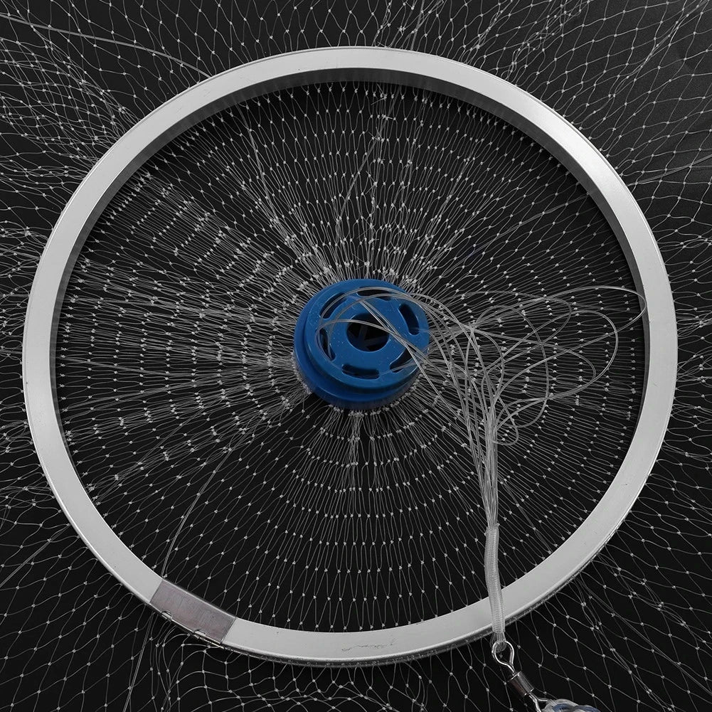 Universal Hand Throw Fishing Net Quick Throw Nylon Monofilament Mesh Net For Lake Water