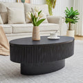 Oval Coffee Table with Hidden Storage, 31.5 Inch Wide Modern Coffee Table, Center Table with Fluted Veneered,, Customized