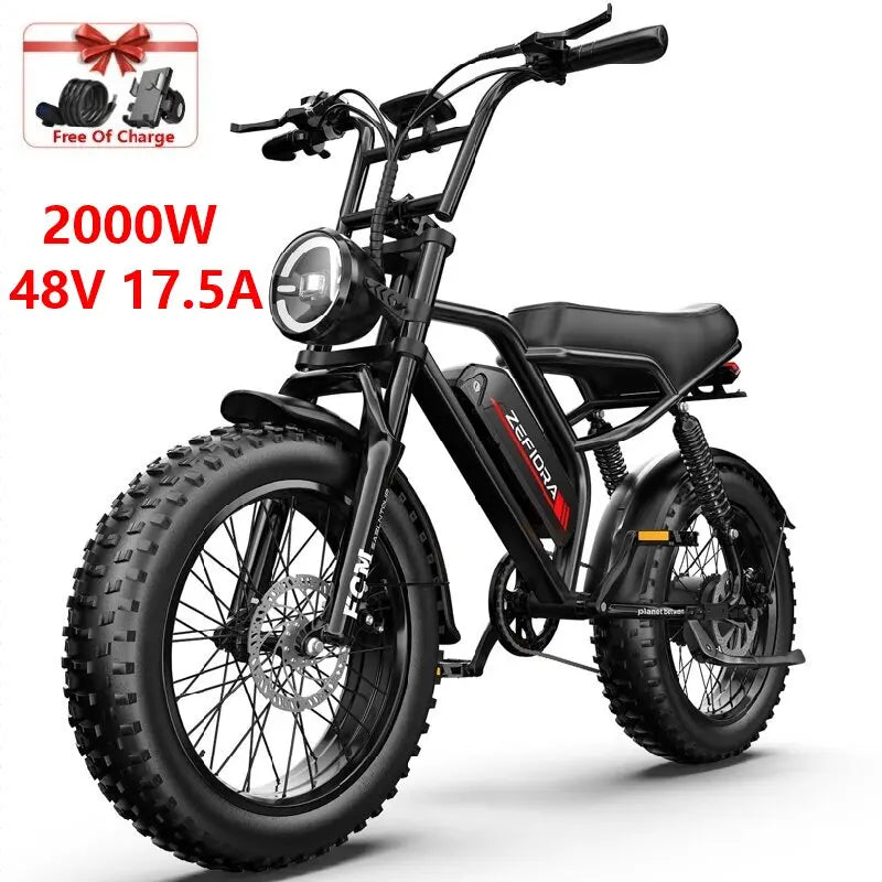 2000 Watt Electric Bike,60miles 48v 15ah 17.5ah 20ah Battery 20 Inch Electric Bicycle,for Mountainous Snowy Areas Cycling Ebike