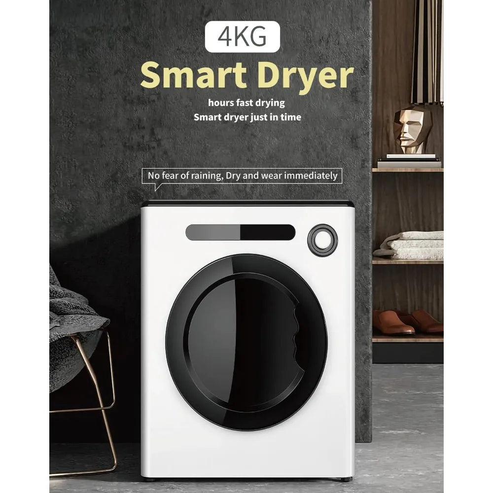 9-pound front mounted stainless steel washing machine with exhaust pipe and control panel, suitable forapartments and households