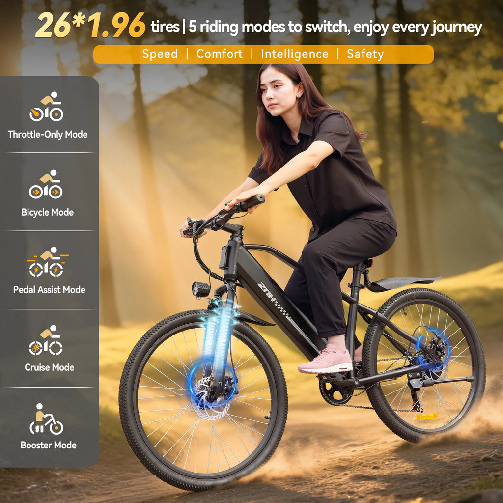 ZNH Electric Bicycle 1000W Peak ,48V Battery Electric Bike,20MPH,7-Speed,26"Tire E-bike for Adult,UL 2849