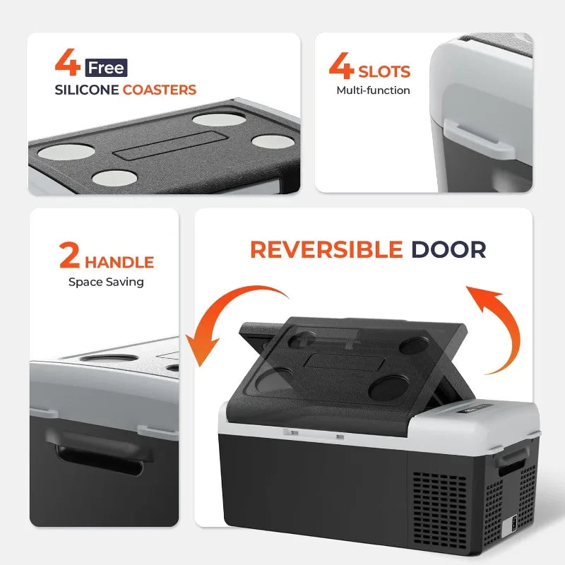 Refrigerator Portable Fridge - 16Quart(15L) Electric Cooler Compressor fridge -4℉~68℉, 12/24V DC & 110-240V AC Car Refrigerator