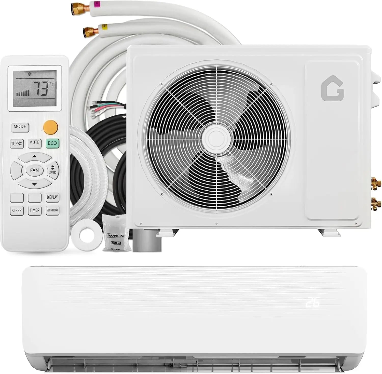 12000 BTU Mini Split AC w/WiFi Work Alexa 19 SEER2 Cools Up to 750 Sq. Ft,Ductless Inverter Mini Split System w/1 Ton Heat Pump