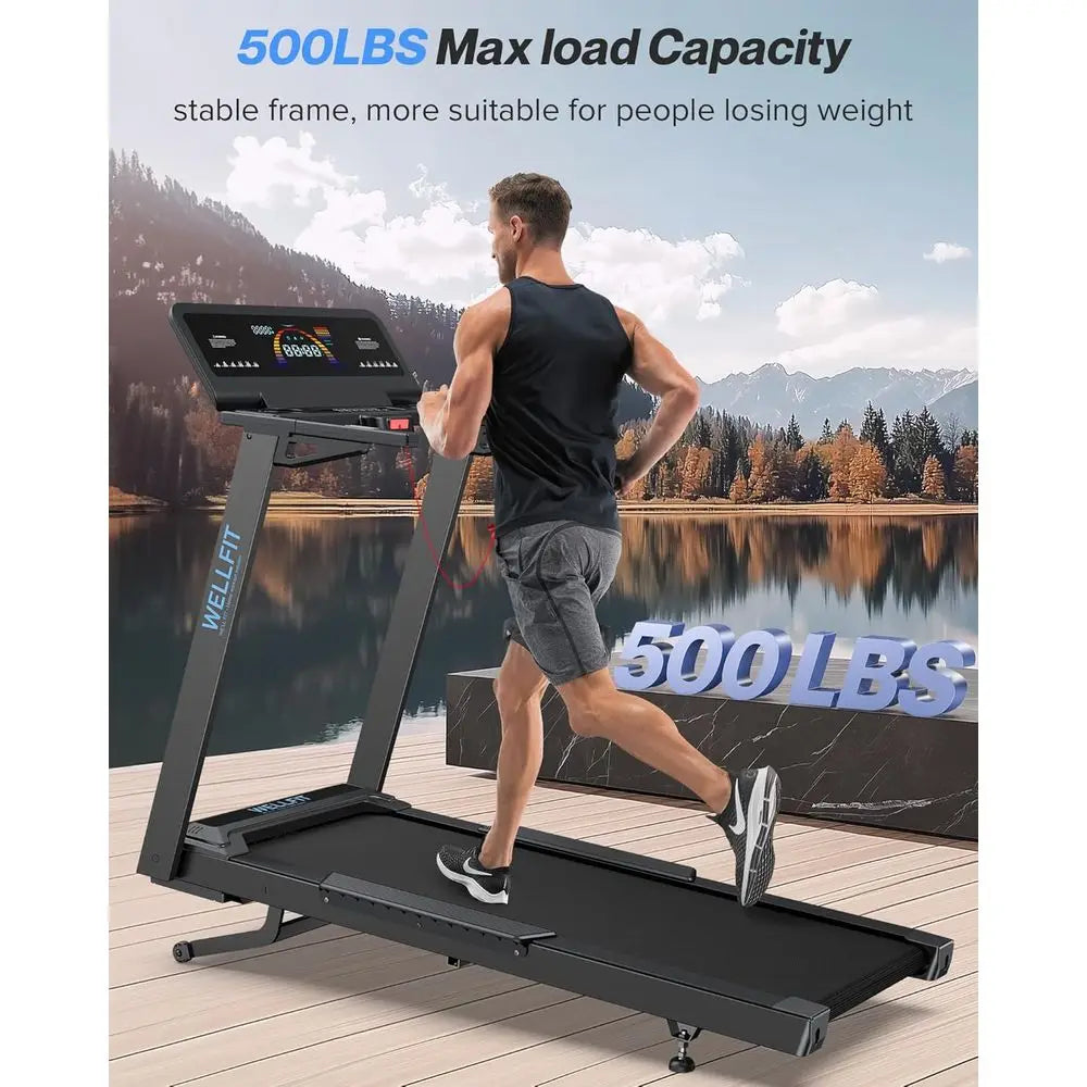 Heavy-Duty 15% Incline Treadmill with Pulse, 4.5HP, 10MPH, 500lbs Capacity, 20x55 Area, Bluetooth & LED Display
