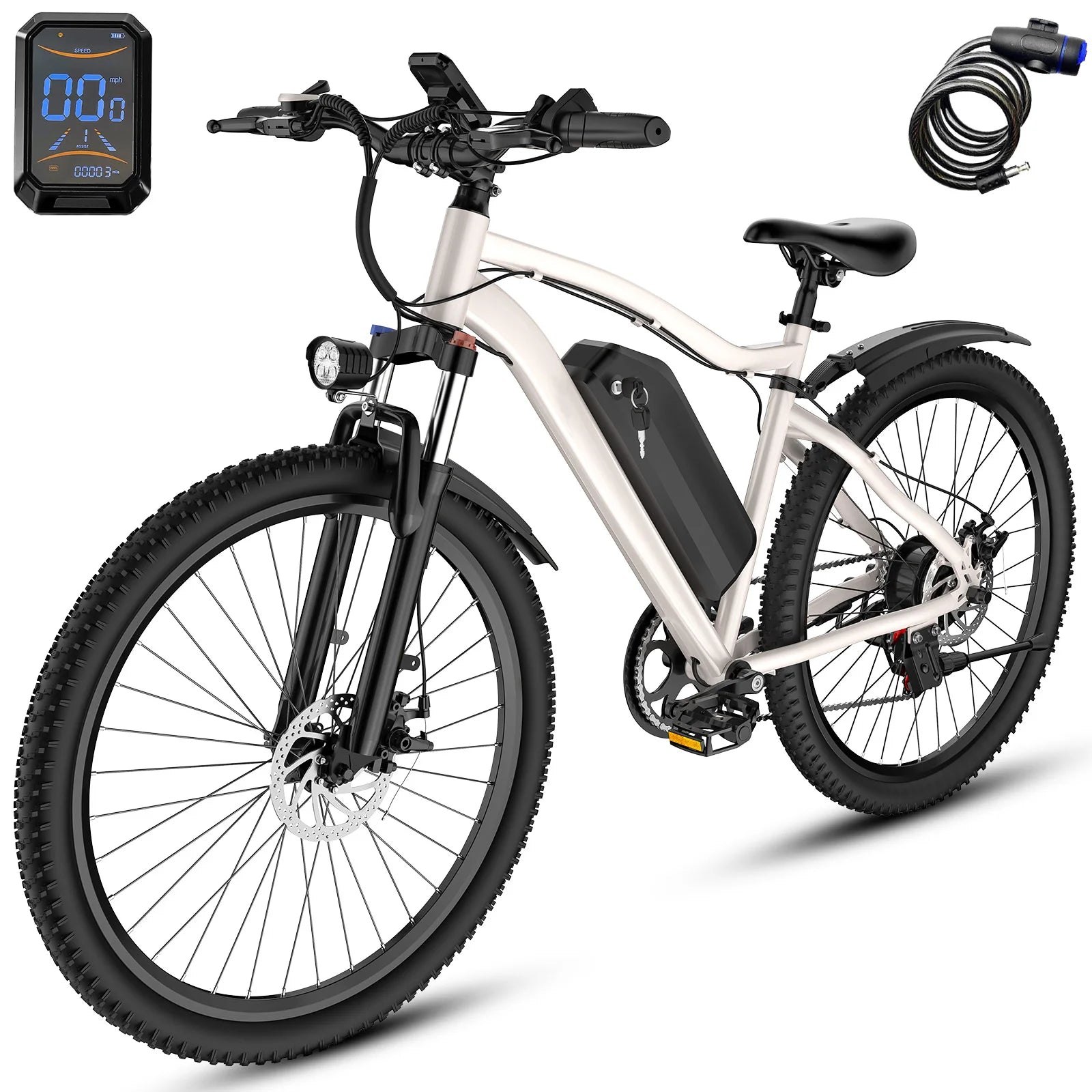 750W Adult Electric Bike, 48V10.4AH Electric Mountain Bike, 7-speed Variable Speed E Bike, 28MPH All-terrain Electric Bike