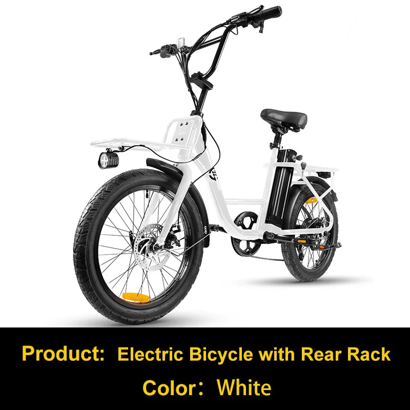 750W Electric Bike for Adults, Cargo Step, 48V 499.2wh Battery, 20" Fat Tire Electric Bicycle with Rear Rack,Hydraulic Disc Brak