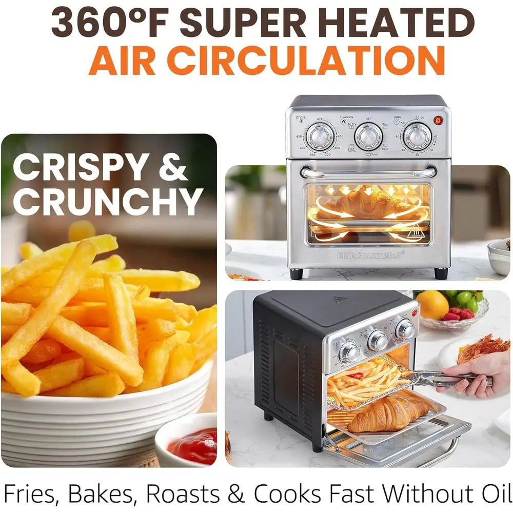 8.5Qt Air Fryer Oven, Air Fry, Broil, Toast, Bake & Broil with Convection, Time and Temperature Controls, 800-Watts, Includes 25