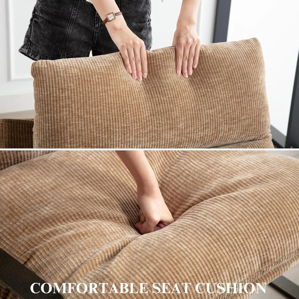 Mid-Century Accent Chair Armchair, Comfy Chenille Leisure Chair Lazy Chair with Brozen Metal Leg for Living Room Bedroom